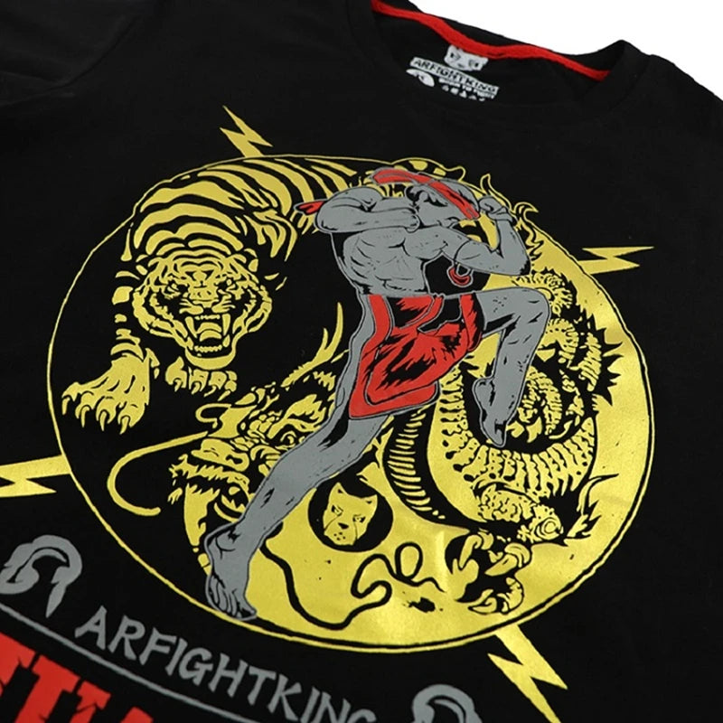 Mma Shirt Rashguard Men Tiger Dragon Muay Thai Jersey Cotton Kick Boxing Compression Muaythai T Shirt Fitness Boxeo BJJ Tee Tops