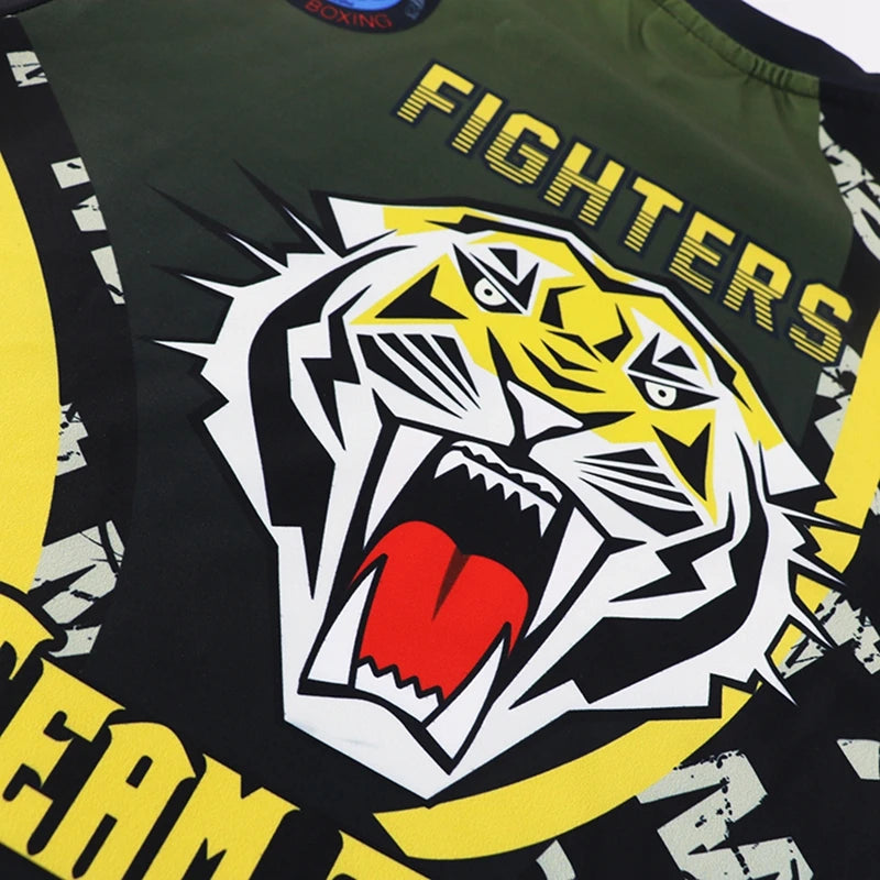 Mma Shirt Rashguard Men Tiger Dragon Muay Thai Jersey Cotton Kick Boxing Compression Muaythai T Shirt Fitness Boxeo BJJ Tee Tops
