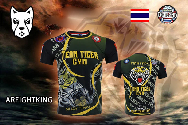Mma Shirt Rashguard Men Tiger Dragon Muay Thai Jersey Cotton Kick Boxing Compression Muaythai T Shirt Fitness Boxeo BJJ Tee Tops