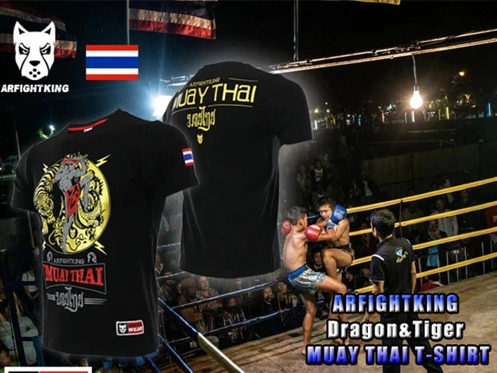 Mma Shirt Rashguard Men Tiger Dragon Muay Thai Jersey Cotton Kick Boxing Compression Muaythai T Shirt Fitness Boxeo BJJ Tee Tops