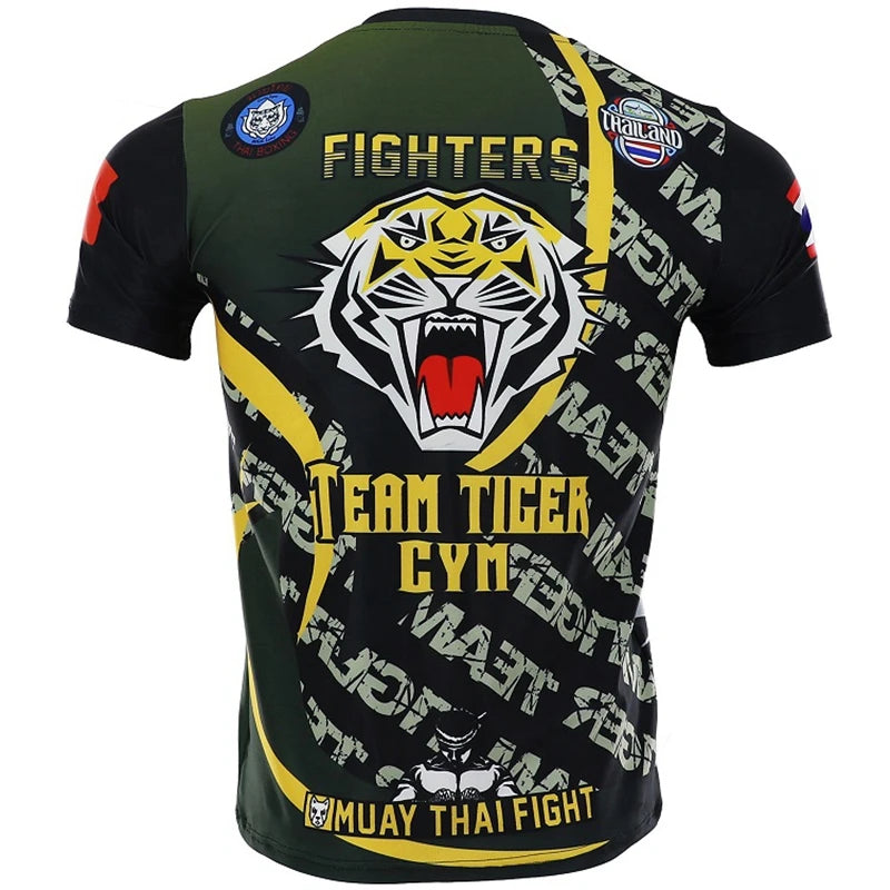 Mma Shirt Rashguard Men Tiger Dragon Muay Thai Jersey Cotton Kick Boxing Compression Muaythai T Shirt Fitness Boxeo BJJ Tee Tops