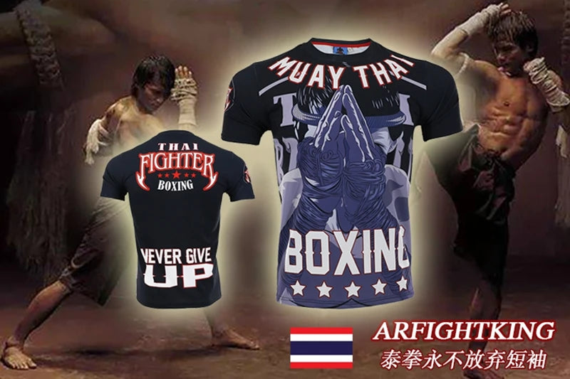 Mma Shirt Rashguard Men Tiger Dragon Muay Thai Jersey Cotton Kick Boxing Compression Muaythai T Shirt Fitness Boxeo BJJ Tee Tops