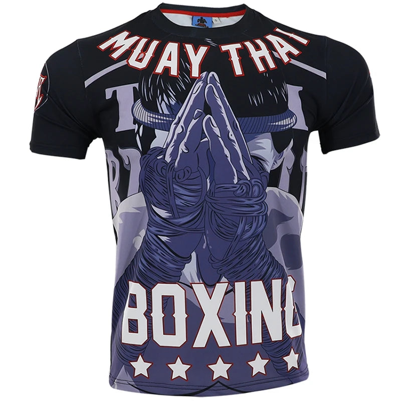 Mma Shirt Rashguard Men Tiger Dragon Muay Thai Jersey Cotton Kick Boxing Compression Muaythai T Shirt Fitness Boxeo BJJ Tee Tops