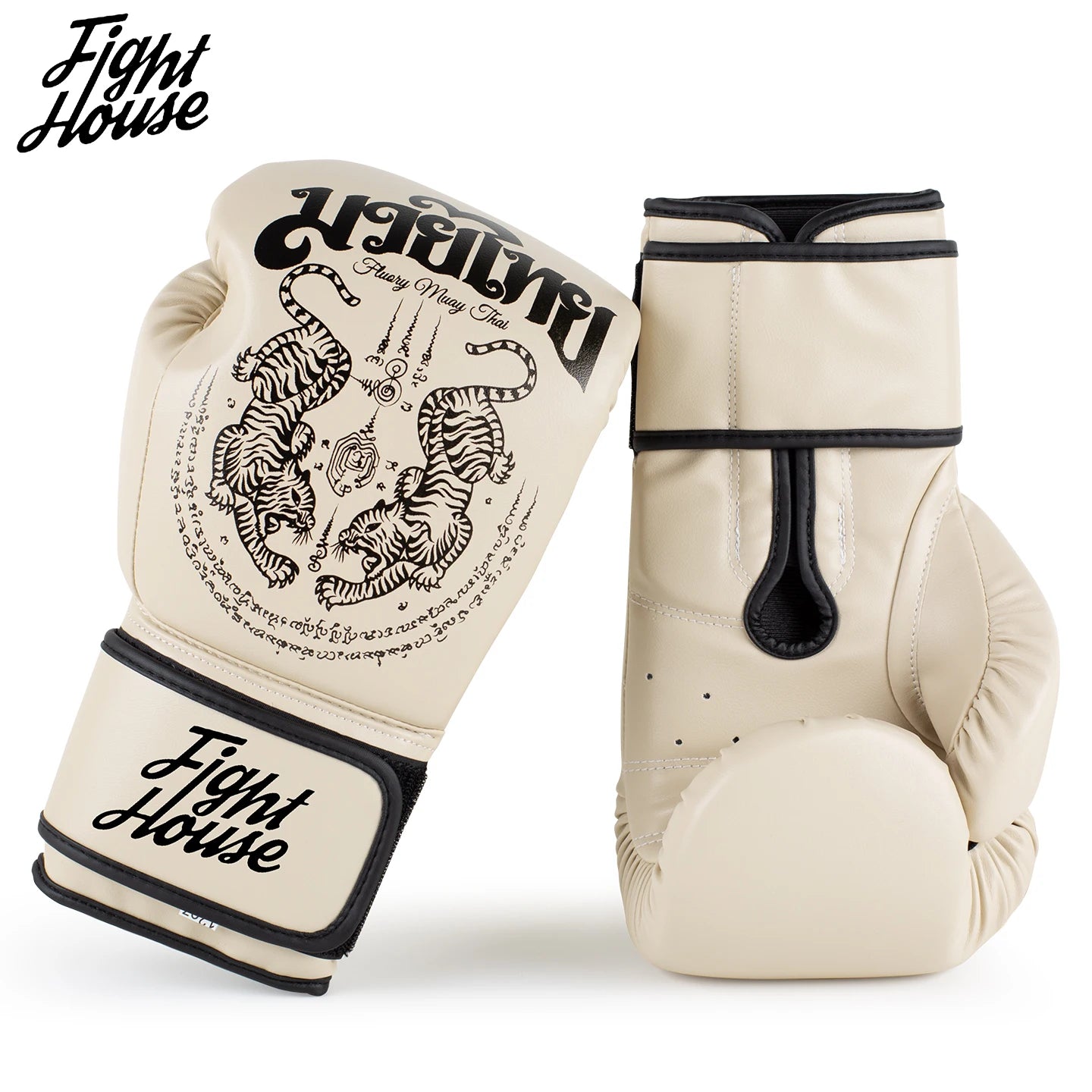 Fight House 10OZ 12OZ 14OZ 16OZ Muay Thai Boxing Gloves Double Tiger Apricot Black Gold Fighting Training Boxing Gloves