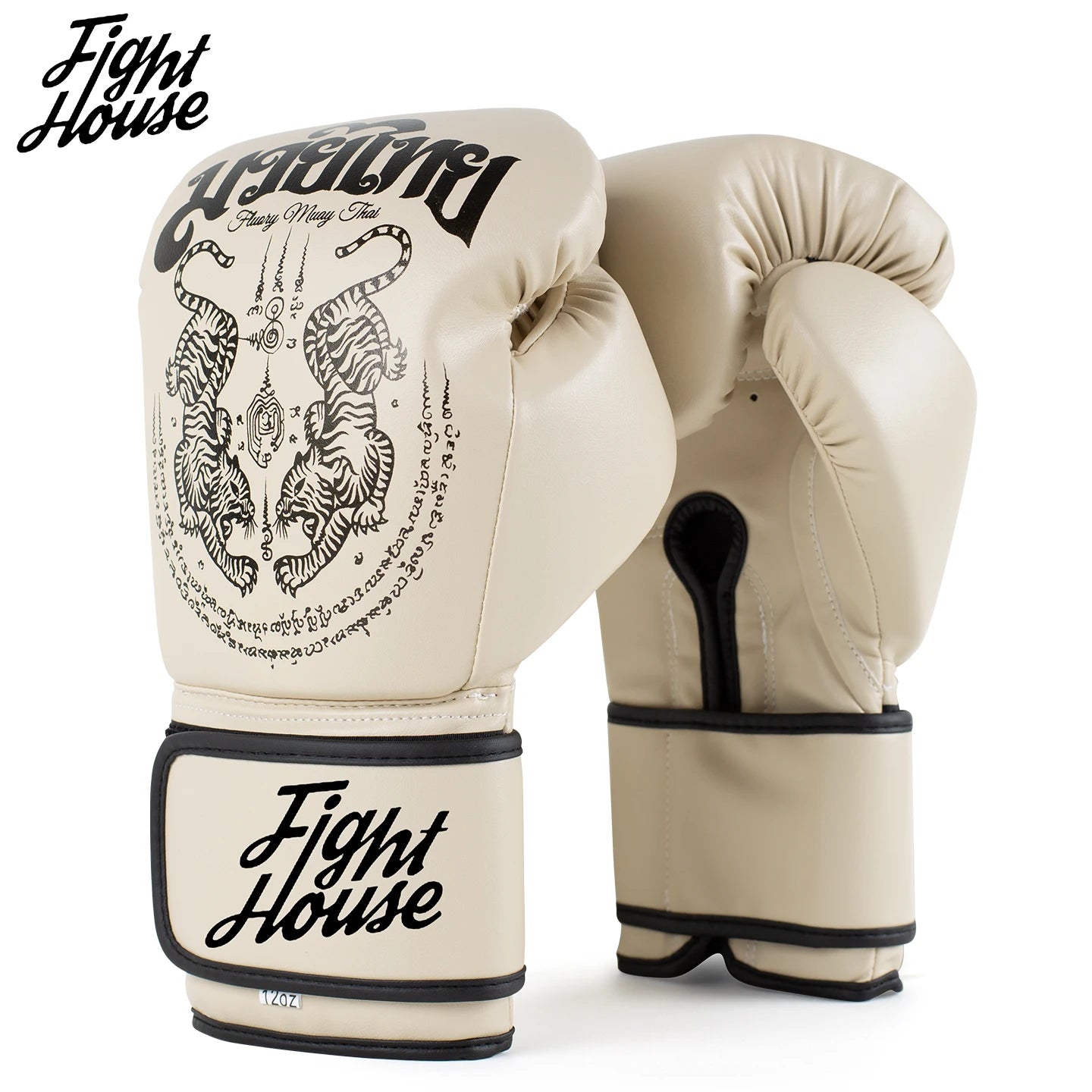 Fight House 10OZ 12OZ 14OZ 16OZ Muay Thai Boxing Gloves Double Tiger Apricot Black Gold Fighting Training Boxing Gloves