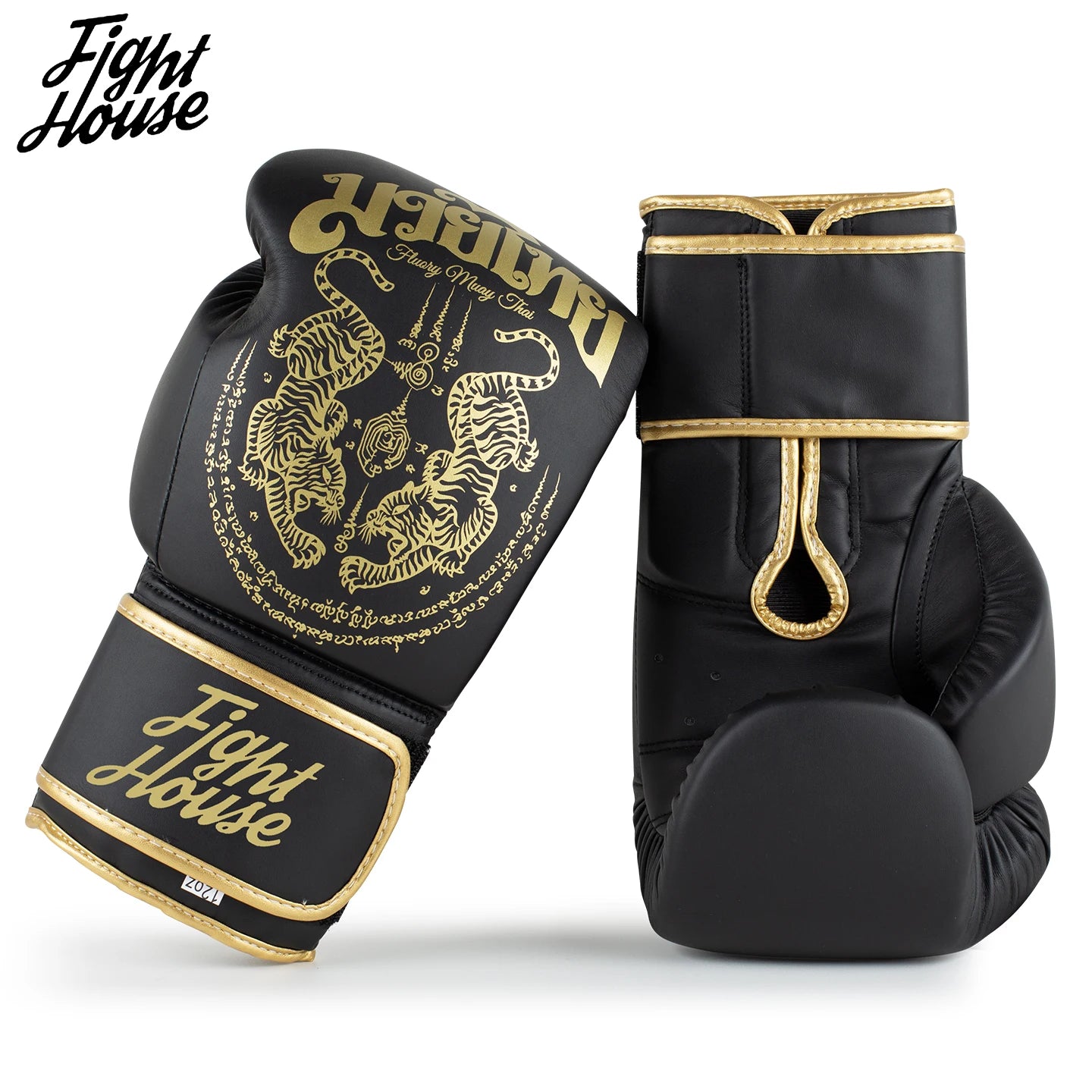 Fight House 10OZ 12OZ 14OZ 16OZ Muay Thai Boxing Gloves Double Tiger Apricot Black Gold Fighting Training Boxing Gloves