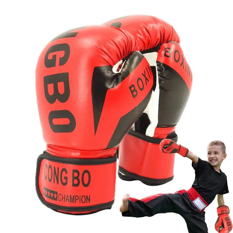 1 Pair Punching Training Workout Fight Exercise Mitts Kids Leather Boxing Gloves Kids Children Train Gym Glove Hand Protector