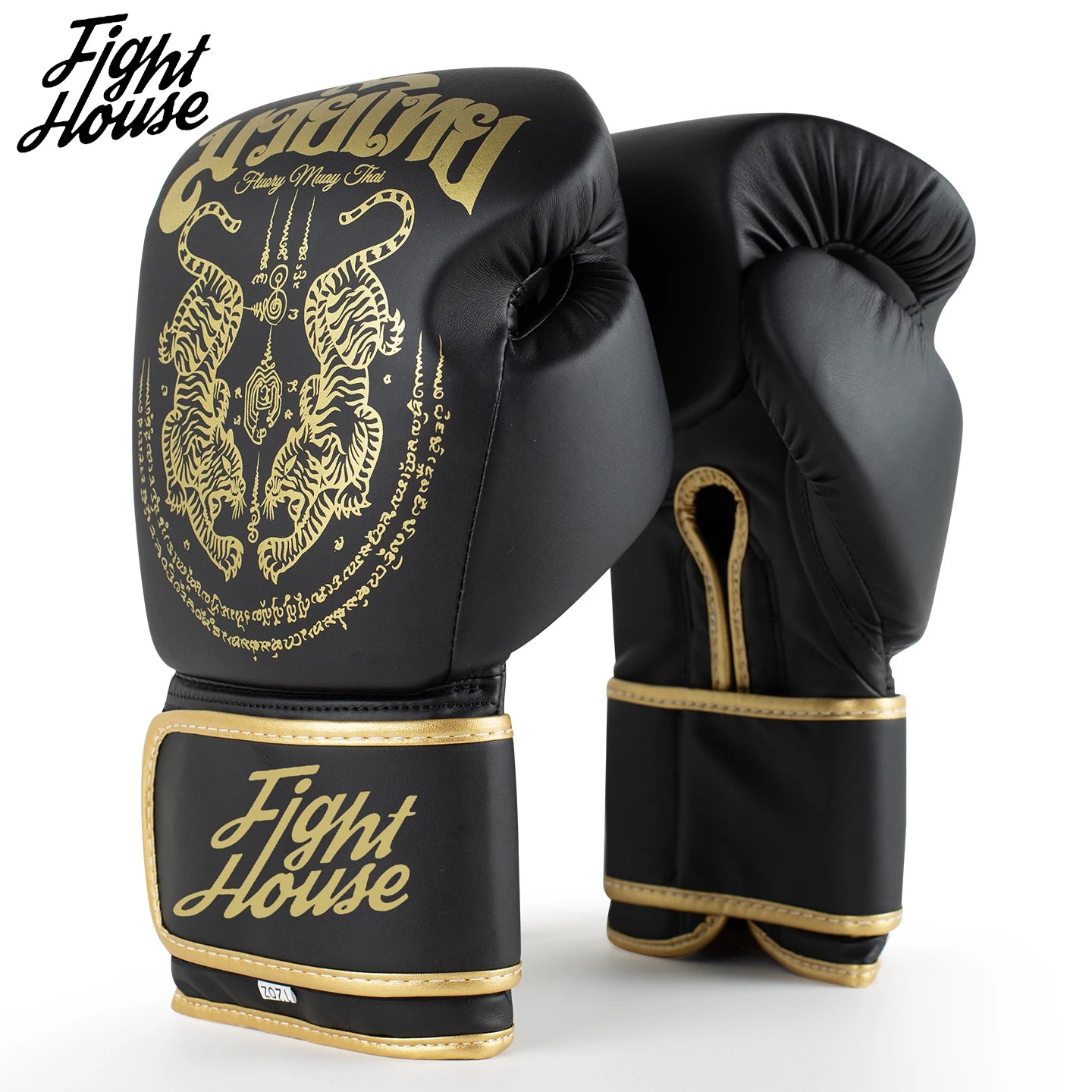 Fight House 10OZ 12OZ 14OZ 16OZ Muay Thai Boxing Gloves Double Tiger Apricot Black Gold Fighting Training Boxing Gloves
